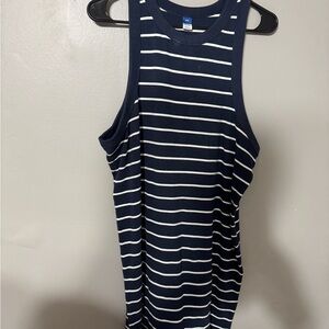 Old Navy Navy Blue and White Striped Dress